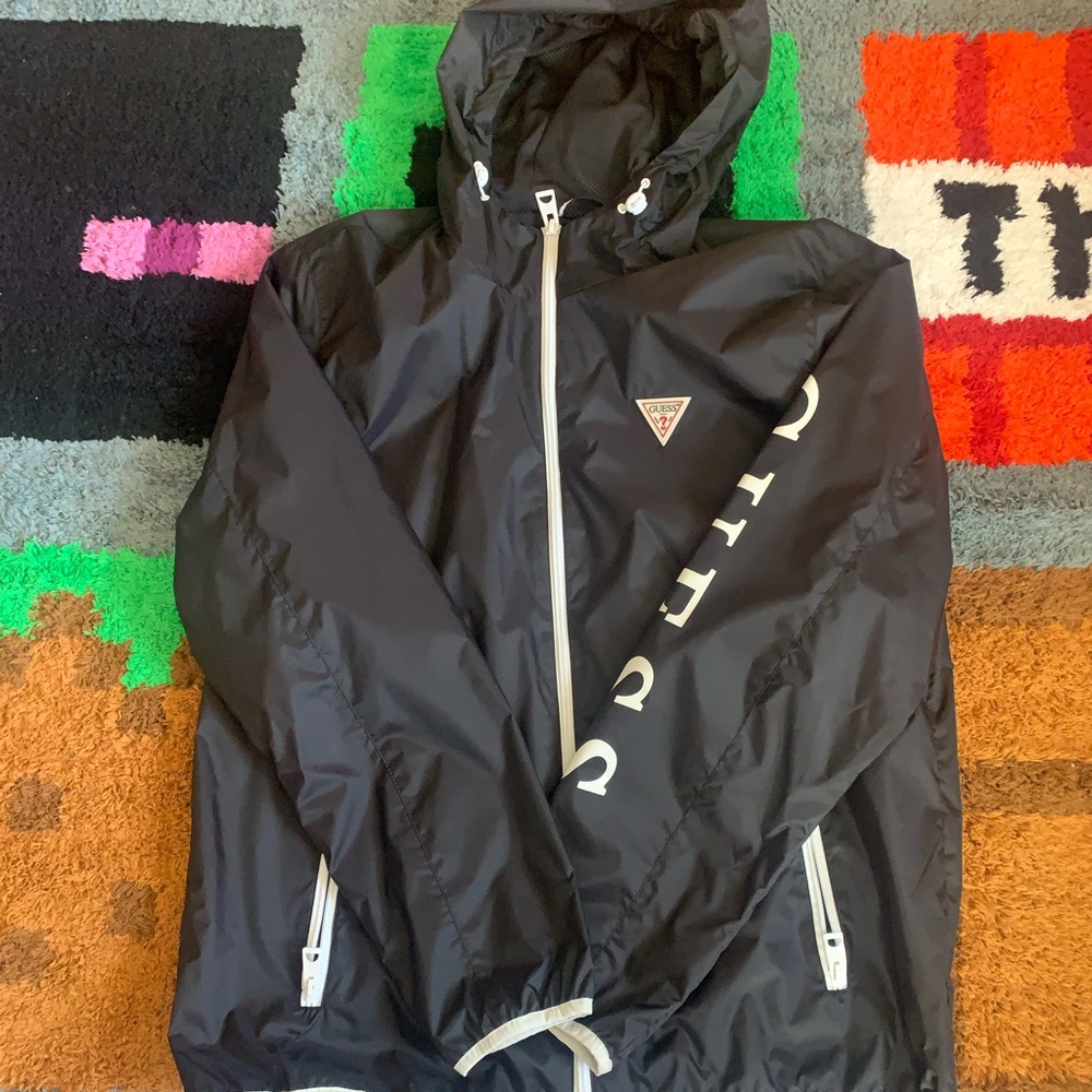 Guess Men's Light Weight Full Zip Hooded Jacket
